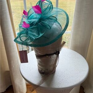 Elegant Teal and Pink Fascinator Hat